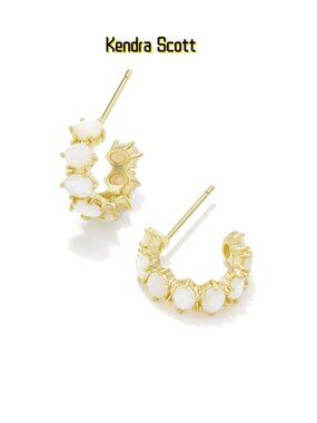 Cailin Gold Huggie Earrings in Ivory Mother-of-Pearl